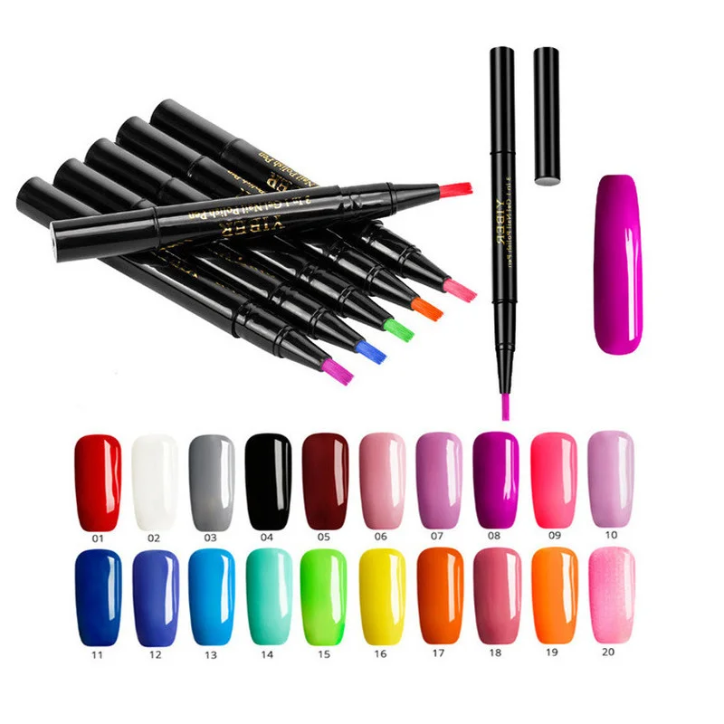 

HEALLOR 3 In 1 Professional Salon Beauty One Step Lasting Nail Art Glitter Nail Polish Pen Gel Polish Pen Manicure Tools