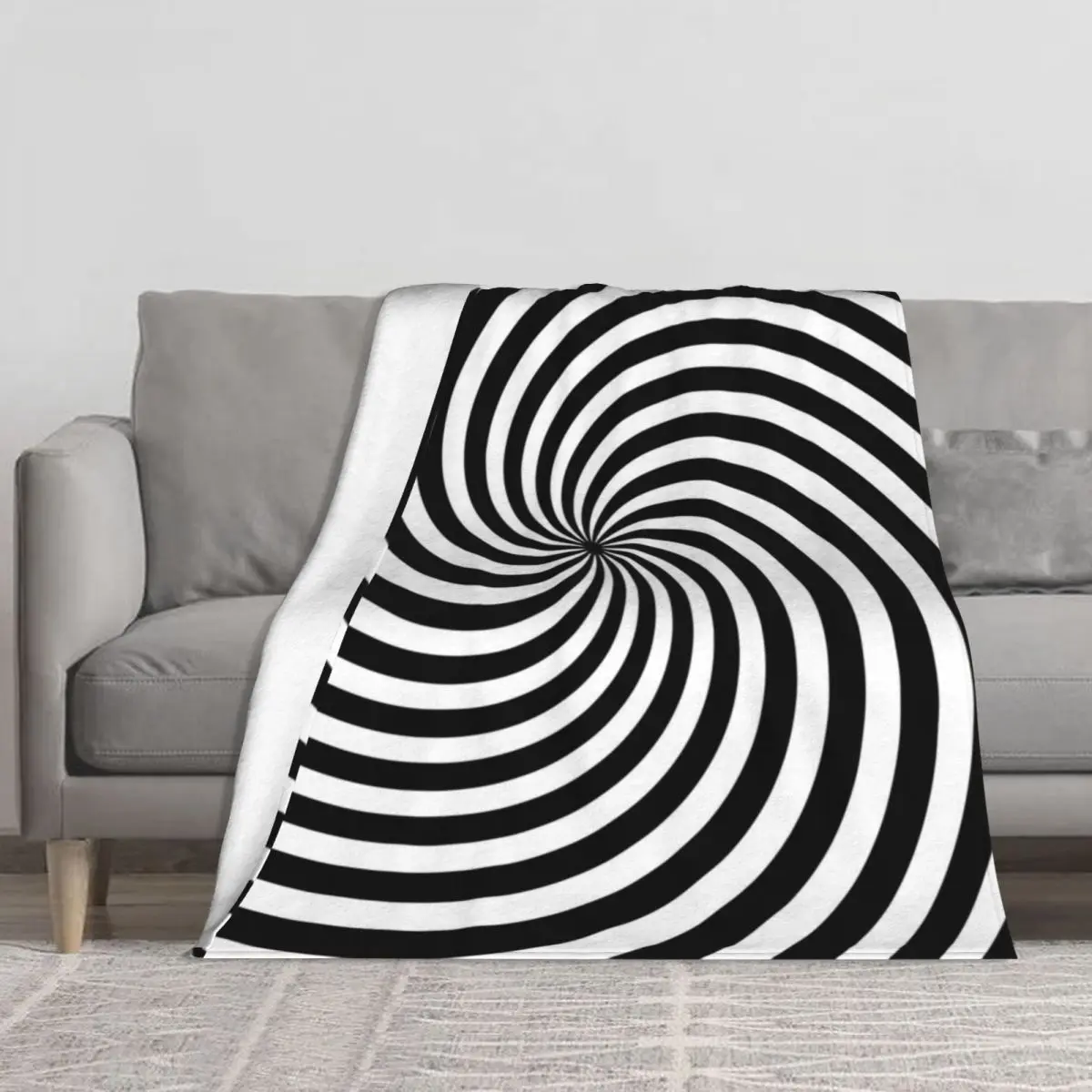 

Черно-белое Психоделическое одеяло, кроватки с спиральным принтом Op-Art, толстое одеяло, Флисовое одеяло на заказ s