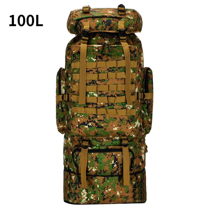 

100L Waterproof Molle Camo Tactical Backpack Military Army Hiking Camping Backpack Travel Rucksack Outdoor Sports Climbing Bag