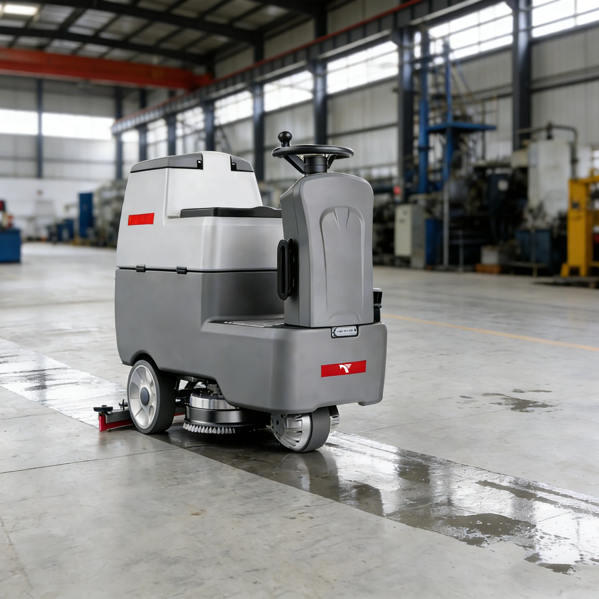 Фото CleanHorse ARES600 550 мм Компактная промышленная поломоечная машина с местом для оператора |   Аккумуляторная машина для очистки бетонной и виниловой плитки 24В №4
