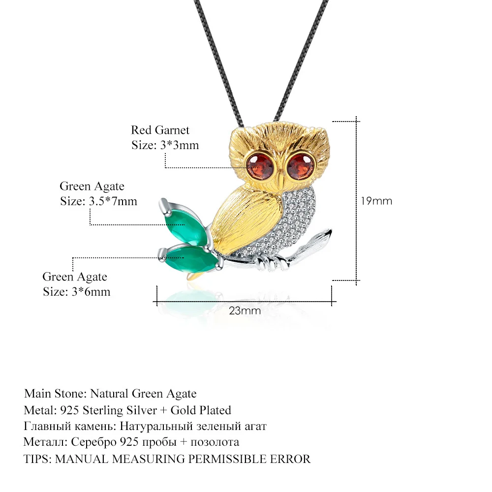 

brand genuine Luxury real jewels Designer Brooch dual purpose owl design advanced 925 Silver Natural Necklace Pendant high quali