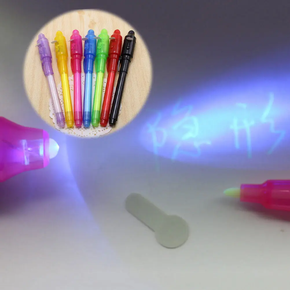 

1PC Invisible Ink Pen UV Black Light Combo 2 in 1 Invisible Ink Pen Security Mark Creative School Office Supplies