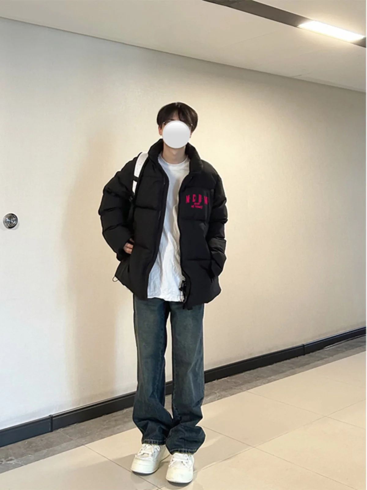 Черный пуховик в стиле хип-хоп с воротником-стойкой мужская зимняя куртка на