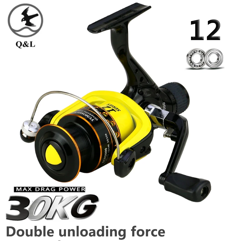 

Q&L 12BB 2021 New 3000-6000 Double unloading force 30kg Max Drag 5.2:1 Spinning Metal rocker Fishing Reel High-quality