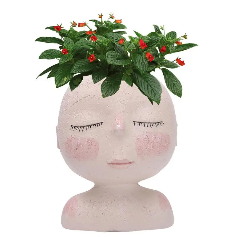 

Human Face Vase Decoration Big Eyes Doll Resin Flowerpot Figure Sculpture Crafts Storage Container Flower Arrangement Container1