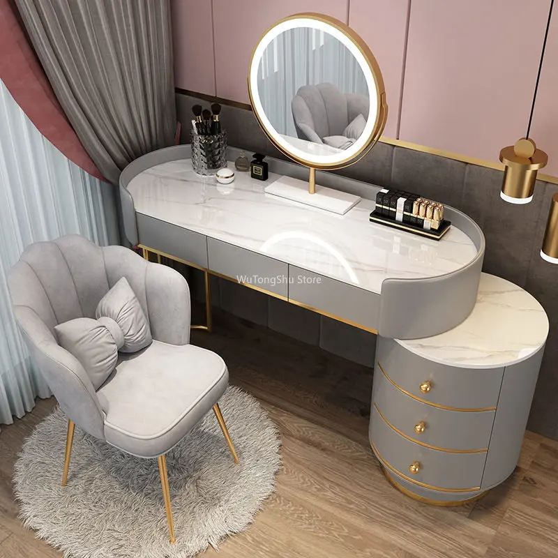 

Современный белый золотой туалетный столик в скандинавском стиле, зеркало, ящики для макияжа, эстетическая мебель для салона, спальни, домашняя мебель FYH
