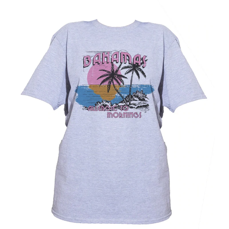 Bahamas Retro Oversized Tropical Beach Vacation T Shirt Women Summer Vsco Aesthetic Tshirt Cute Funny T-shirt Vintage Clothes images - 6