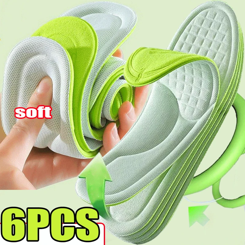 

6pcs Nano Antibacterial Sport Insoles Shoes Sneakers Memory Foam Orthopedic Insole Deodorant Sweat Absorption Running Cushion