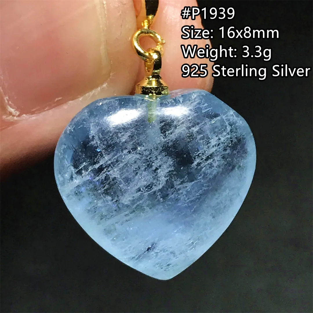 

Natural Ocean Blue Brazil Aquamarine Stone Pendant Jewelry For Woman Men Luck Love Gift Clear Beads Silver Wealth Gemstone AAAAA
