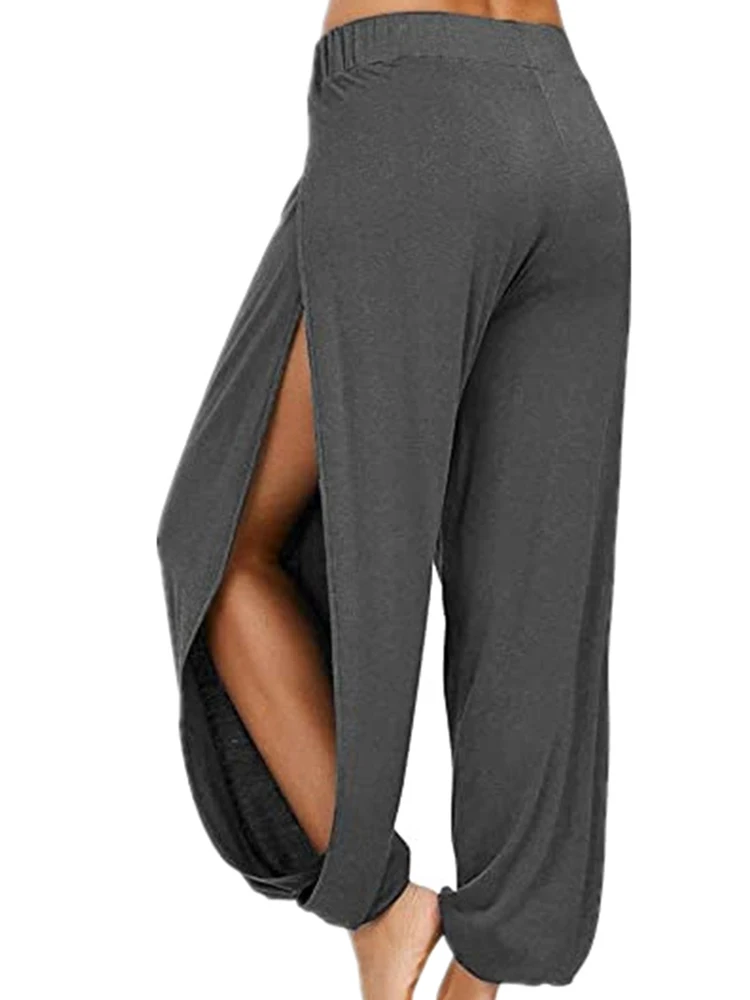 

Новые женские шаровары с высоким разрезом, летние однотонные свободные шаровары со средней талией, женские модные танцевальные брюки 3XL