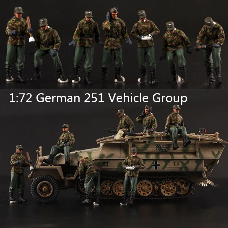 

1:72 Scale Model 7 Pcs German 251 Vehicle Group 7 Soldiers Action Figure Toys Scene Accessory Dolls Display Collection Fans Gift