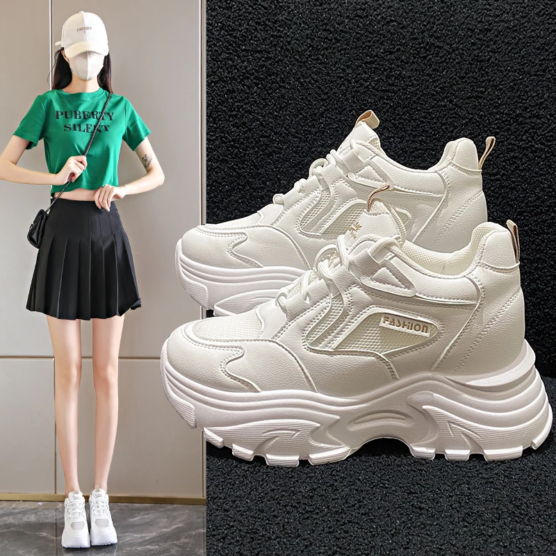 2023 New Hidden High Heels Outdoor Sports Shoes Breathable Mesh Sports Shoes Women's Mix and Match Elevated Casual Shoes