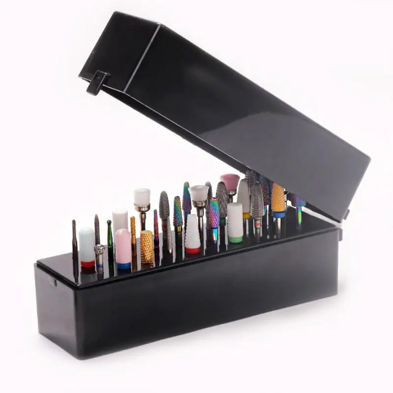 

Nail Drill Grinding Bit Holder Box 7-48 Holes Display Holder Storage Nail Polishing Head Stand Plastic Organizer Manicure Tools