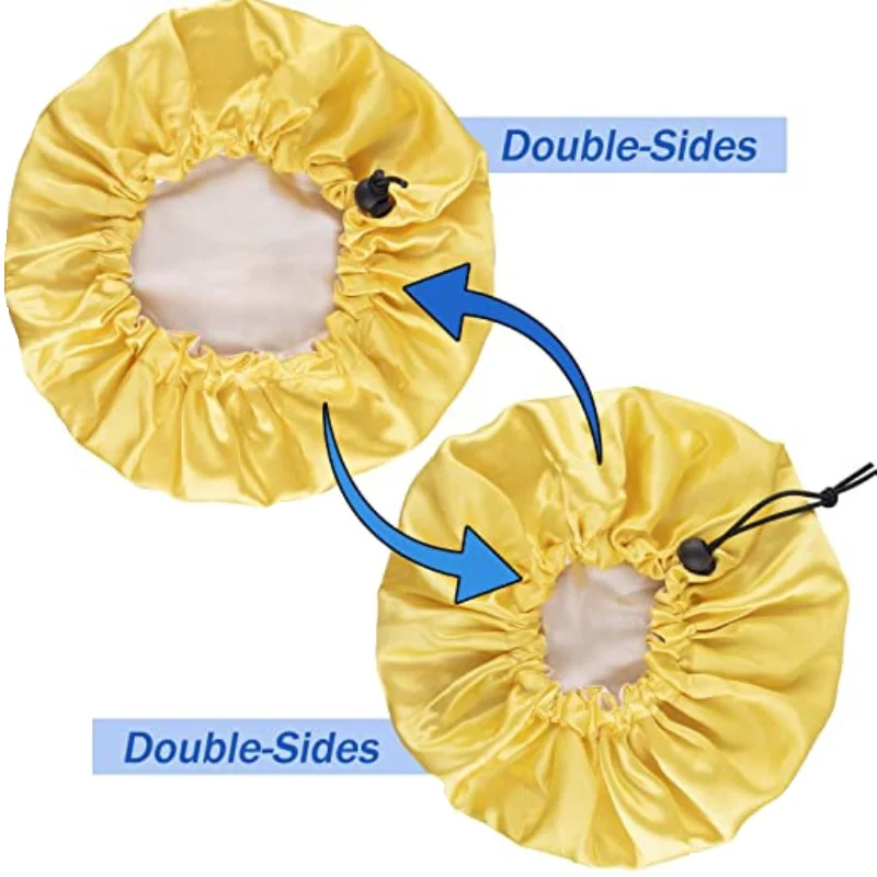 

Children's double-layer silk drawcord adjustable satin cap sleep bath cap children's color ding sleep hair care color ding cap