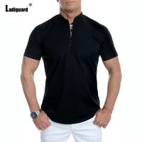ladiguard 2022 summer new fashion tops mens button fly t shirt masculinas casual pullovers men tees clothing plus size s 5xl