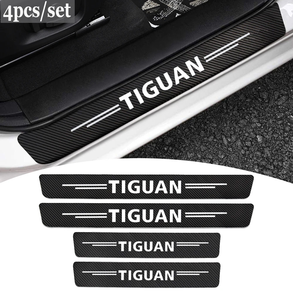 

4Pcs Car Door Sill Scuff Plate Protector Carbon Fiber Threshold Sticker Decal For Tiguan 1 2 2018 2017 2016 2015 2014 2013 2012
