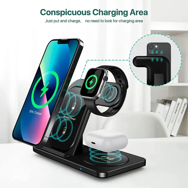 3 in 1 Wireless Charger Stand For iPhone 13 12 11 Max Fast Foldable Charging Stand 2