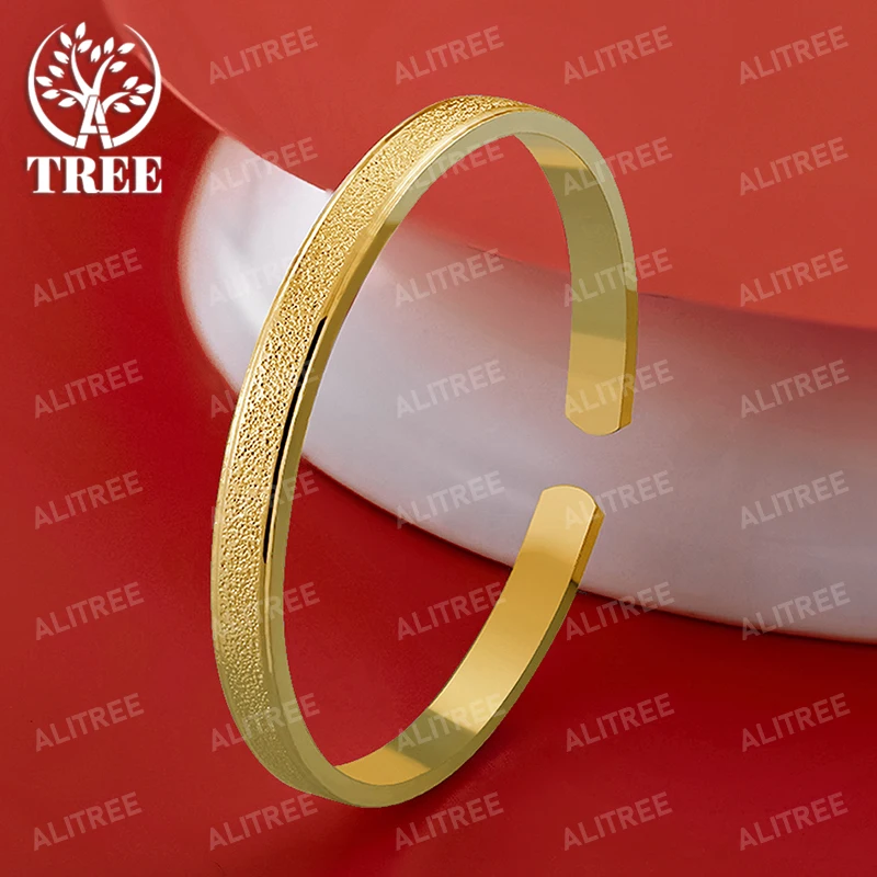ALITREE 18-каратное золото стерлингового серебра 925 пробы матовые открытые браслеты