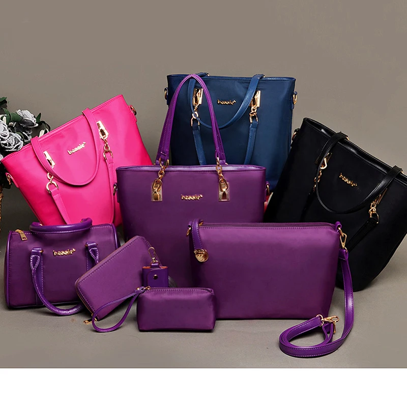 

6PCS/SET Oxford Cloth Women Handbags Shoulder Crossbody Bag Purse Wallet Women Envelope Messenger Bags Female Composite Bag