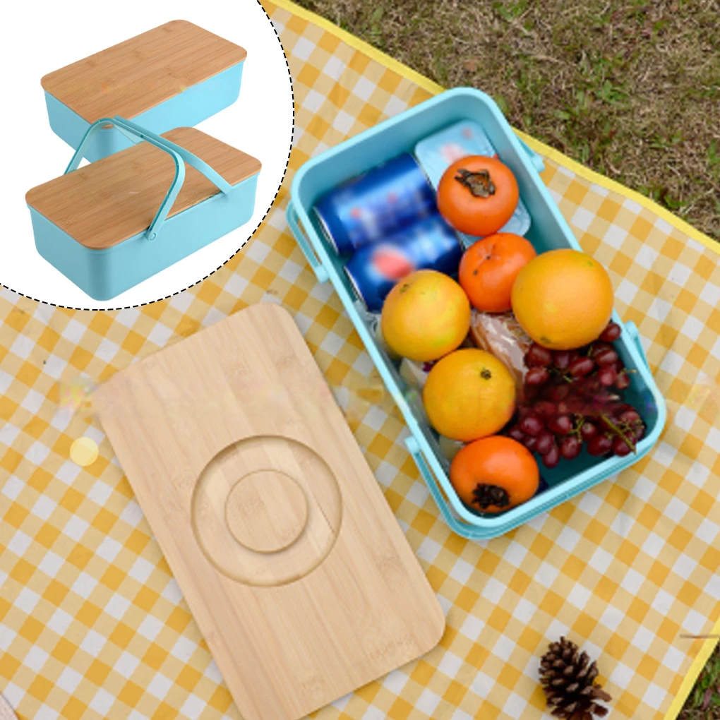 

ABS Professional Portable Picnic Basket - Stable Placement And Easy To Carry Kitchen Board Carrying Basket grey B without handle