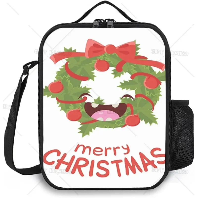 Рождественские современные сумки для обеда с шапочкой зебры Санты женщин