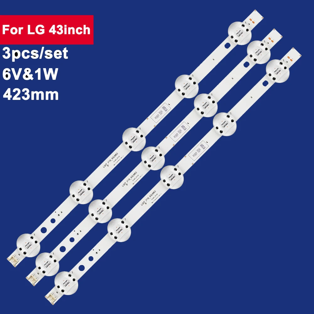 3 шт., 423 мм для LG, 33-дюймовая Светодиодная лента для подсветки телевизора, 5 светодиодов, 6 в и 1 Вт, CSP ssc_y19 _ 43lm63 SSC_Y19_Trident_43LM63_REV00_181029 43LM6300PLA 3 шт., 423 мм для LG, 33-дюймовая Светодиодная лента для подсветки телевизора, 5 светодиодов, 6 в и 1 Вт, CSP ssc_y19 _ 43lm63 SSC_Y19_Trident_43LM63_REV00_181029 43LM6300PLA