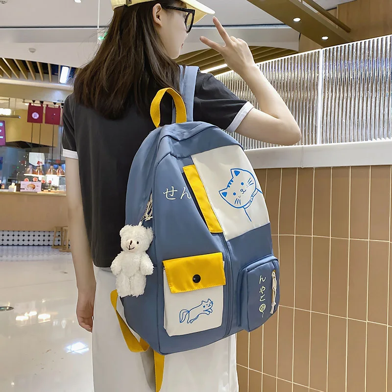 

Школьный портфель для девочек младшей и старшей школы, класс 3-5 и класс 6 цветов, рюкзак 2021, универсальный корейский школьный рюкзак