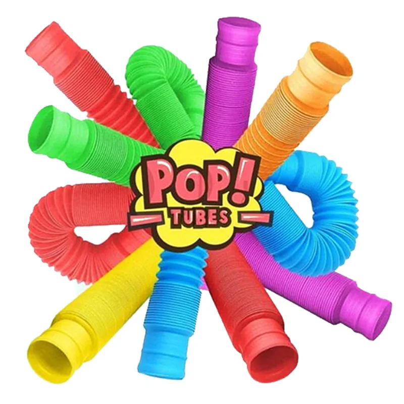 

6pcs Pop Tubes Squeeze Sensory Toy Fidget Toys Pop It Stress Relief Autism Antistress Bellows For Children Adults