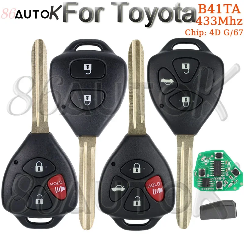 Автомобильный дистанционный ключ B41TA для Toyota Fortuner Hilux Innova Yaris Corolla 433 МГц 4D 67 G чип