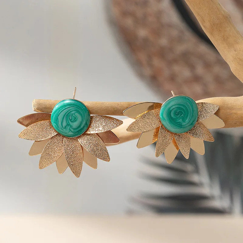 

Ins Colorful Enamel Flower Earrings For Women Big Sunflower Stud Earrings Boho Vintage Jewelry Gift Brincos