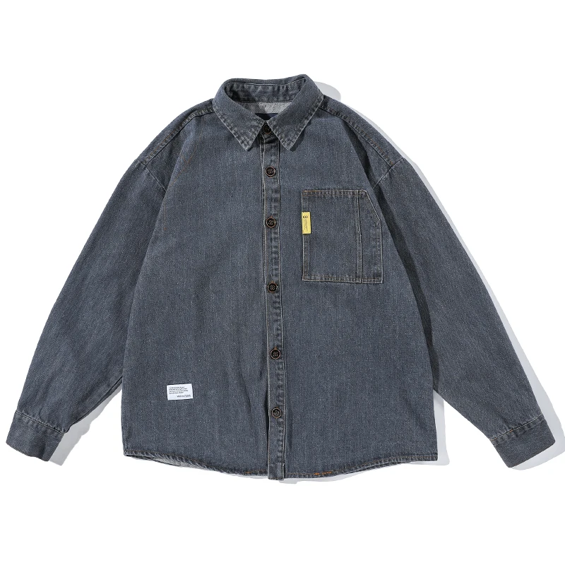 2022 Japanese Streetwear High Quality Denim Shirt Korean Workwear Coats Men Clothing Couple Long Sleeve Top Harajuku Clothes