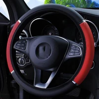 four seasons universal car steering wheel cover 37 38cm leather embroidered color diamond studded elastic steering wheel cover