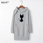 Женское длинное флисовое платье с капюшоном, повседневные свитшоты с рисунком кота в стиле Харадзюку, дизайнерский пуловер с круглым вырезом, спортивные костюмы, новинка 2021
