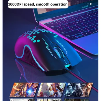 Mute Wired Gaming Mouse 1000 DPI Optical 3 Button USB Mouse With RGB BackLight Mute Mice for Desktop Laptop Computer Gamer Mouse 2