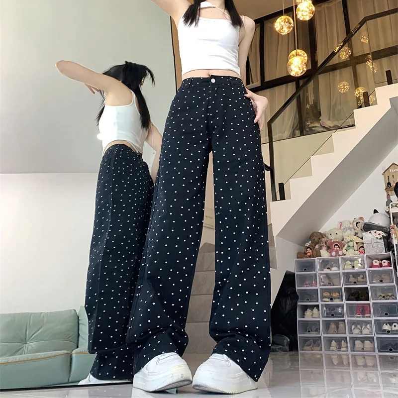 WCFCX STUDIO американские винтажные цветочные брюки Y2k прямые джинсы женские с высокой