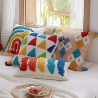 nordic pillow ins wind rainbow tassel cushion bohemian cushion homestay pillowcase living room bedroom lumbar pillow 3050cm