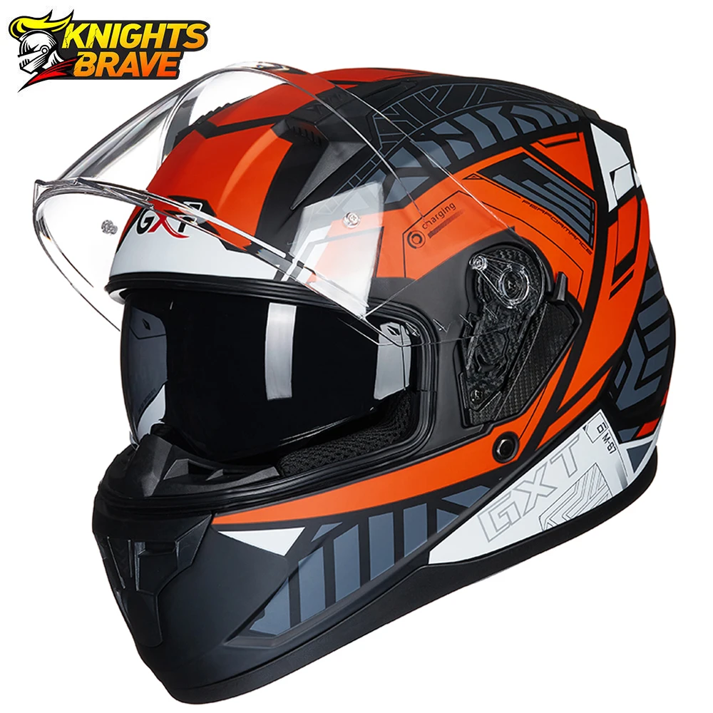 GXT Motorcycle Helmet Full Face ABS Motorbike Helmet Electric Safety Double Lens Helmet Moto Casque For Men Casco Moto DOT