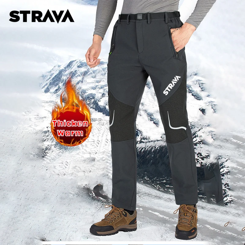 

Autumn Winter Hiking Pants Velvet Thermal Patchwork Men Outdoor Sport Trousers Elastic Windproof Hiking Clothing Anti-scratch