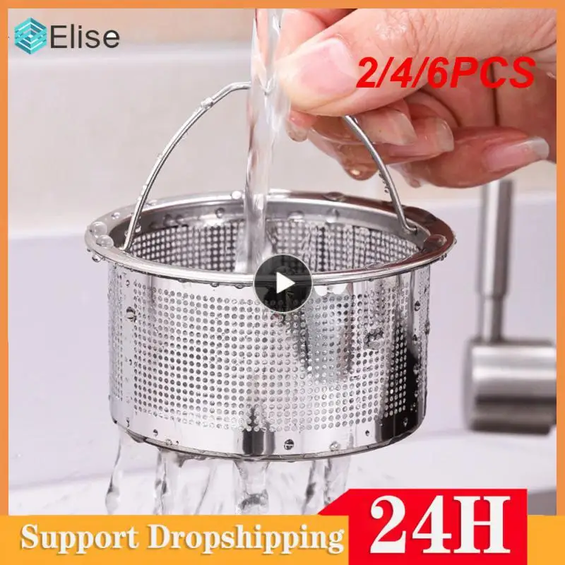 

2/4/6PCS 304 Stainless Steel Anti-clogging Sink Basket Floor Drain Core Cover Sink Accessories Dense Hole Catcher Stopper
