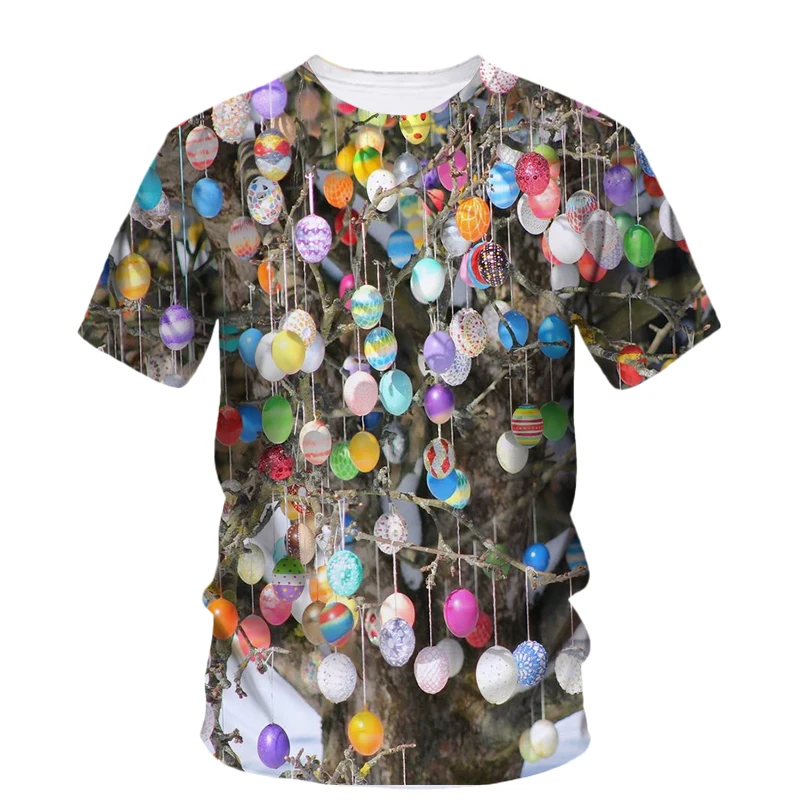 Новые летние футболки унисекс с рисунком пасхальных яиц модные повседневные