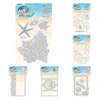 2022 summer beach day sunshine coral fish shell frame cutting dies diy craft paper cards scrapbooking decoration embossing molds