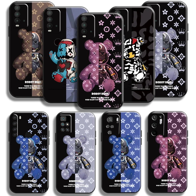 

Luxury Trend Fashion Bear Phone Case For Xiaomi Redmi Note 9 9T 9S 9 Pro Case For Redmi Note 9 5G Soft TPU Silicone Cover Funda