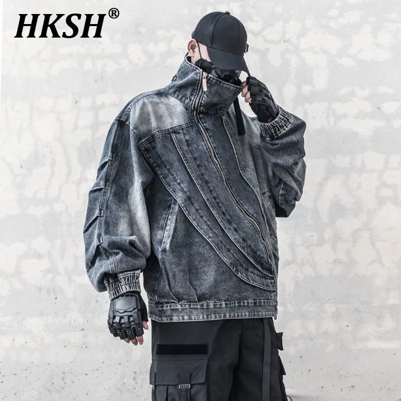 HKSH осенне-зимняя мужская куртка в стиле панк с 3D-нишей ретро вращающаяся
