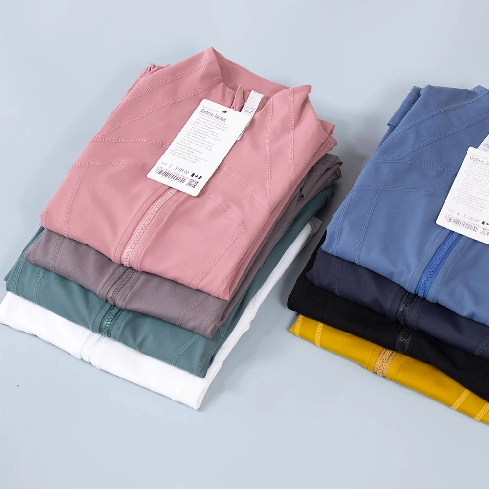 LuLuWomen Sport Jacket Long Sleeve Zipper Fitness Yoga Shirt Top Women Running Sportswear Blazer Cardigan Without Cap Tight Coat