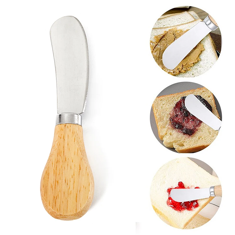 

1PC Tools Baking Jam Spreader Cheese Utensils Wooden Handle Cheese Knives Cheese Spread Cream Spatula Butter Knife