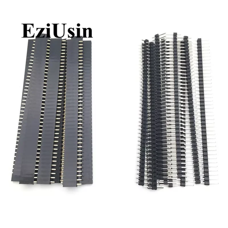 

NEW IN 20pcs 10 pairs 40 Pin 1x40 Single Row Male and Female 2.54 Breakable Pin Header PCB JST Connector Strip for Arduino Blac