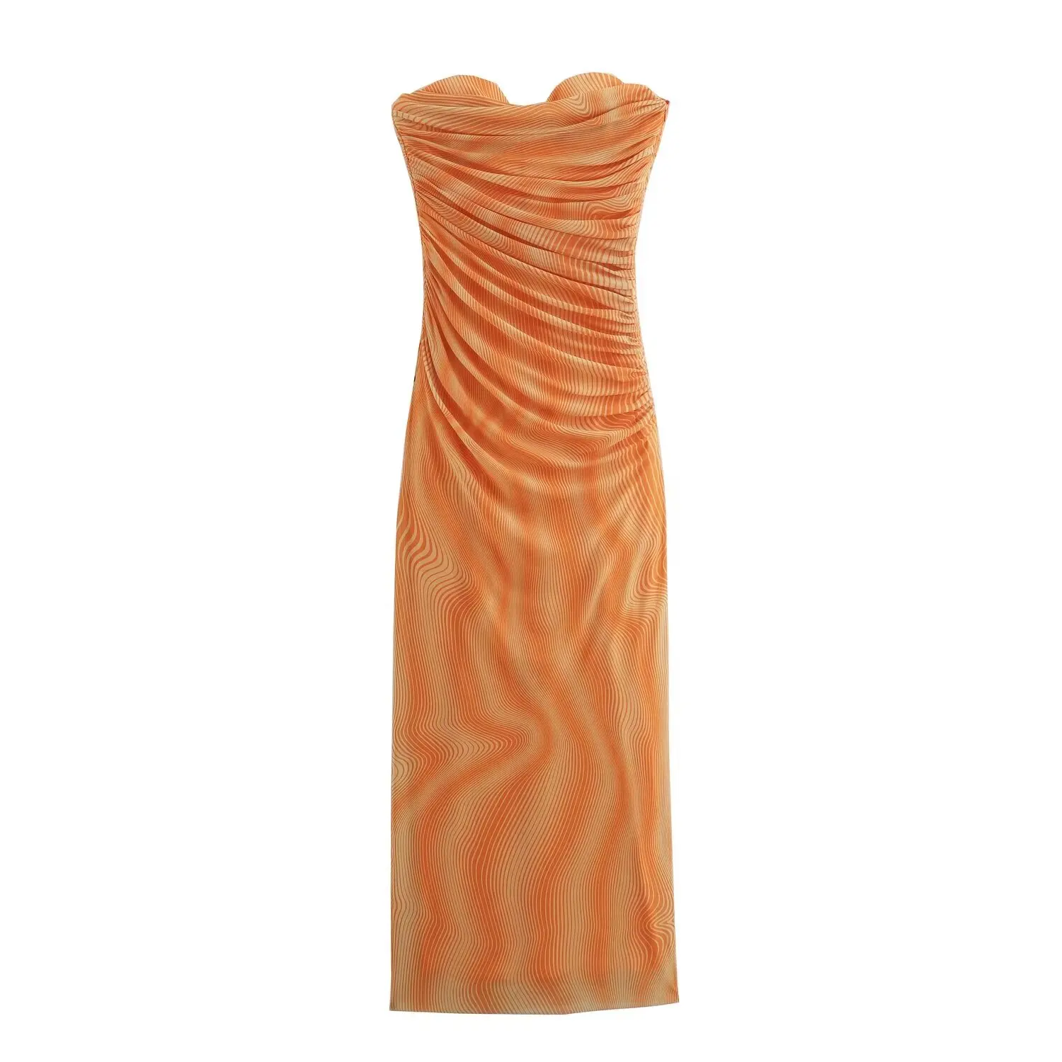 Женское летнее платье без рукавов с открытыми плечами и принтом