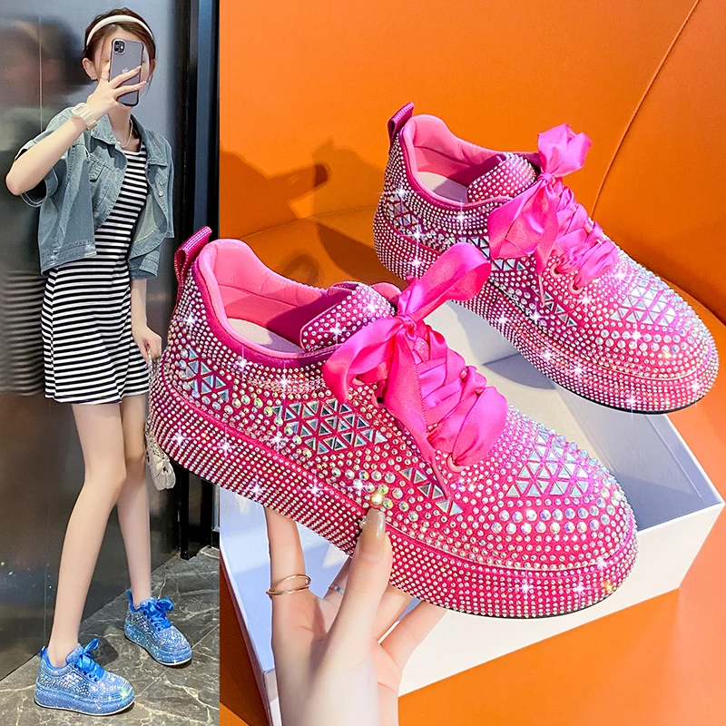 

Women Sneakers 2023 New Glitter Red Platform Sneakers Women Shoes Chunky Sneakers Lace Up Designer Dad Sneakers Basket Femme