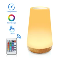 smart touching control night light bedside table lamp rgb remote control dimmable light portable usb rechargeable night lamp
