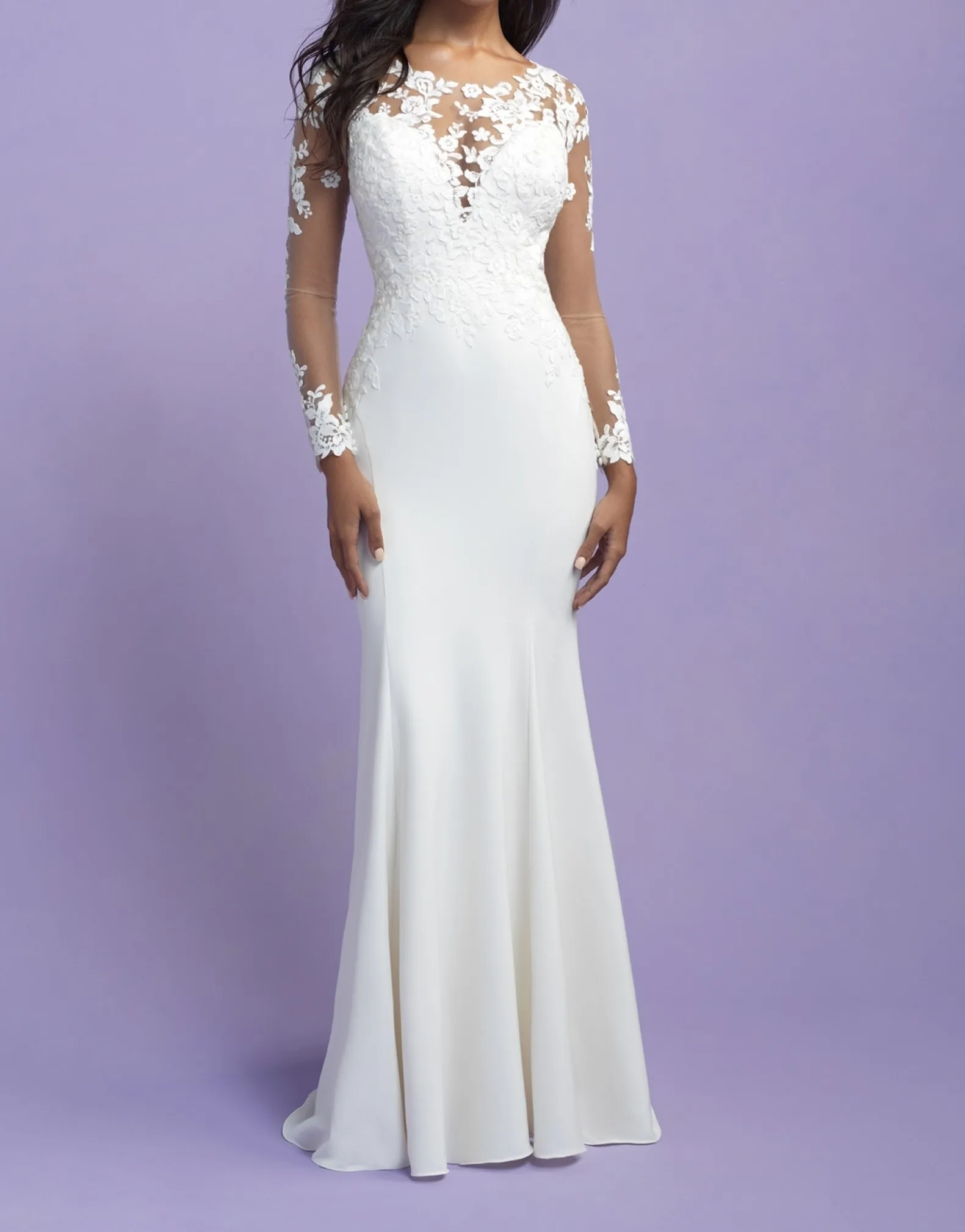 

All-season Long Elegant Mermaid Tulle Wedding Dress WHW-128